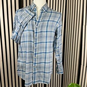 Southern Tide Light Blue and White Plaid Shirt, Sz M